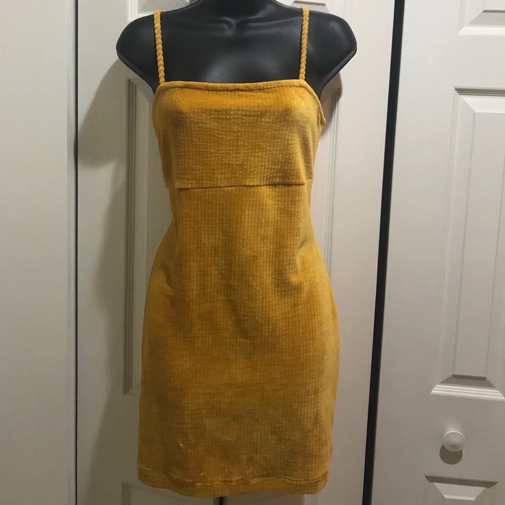 Yellow corduroy mini dress